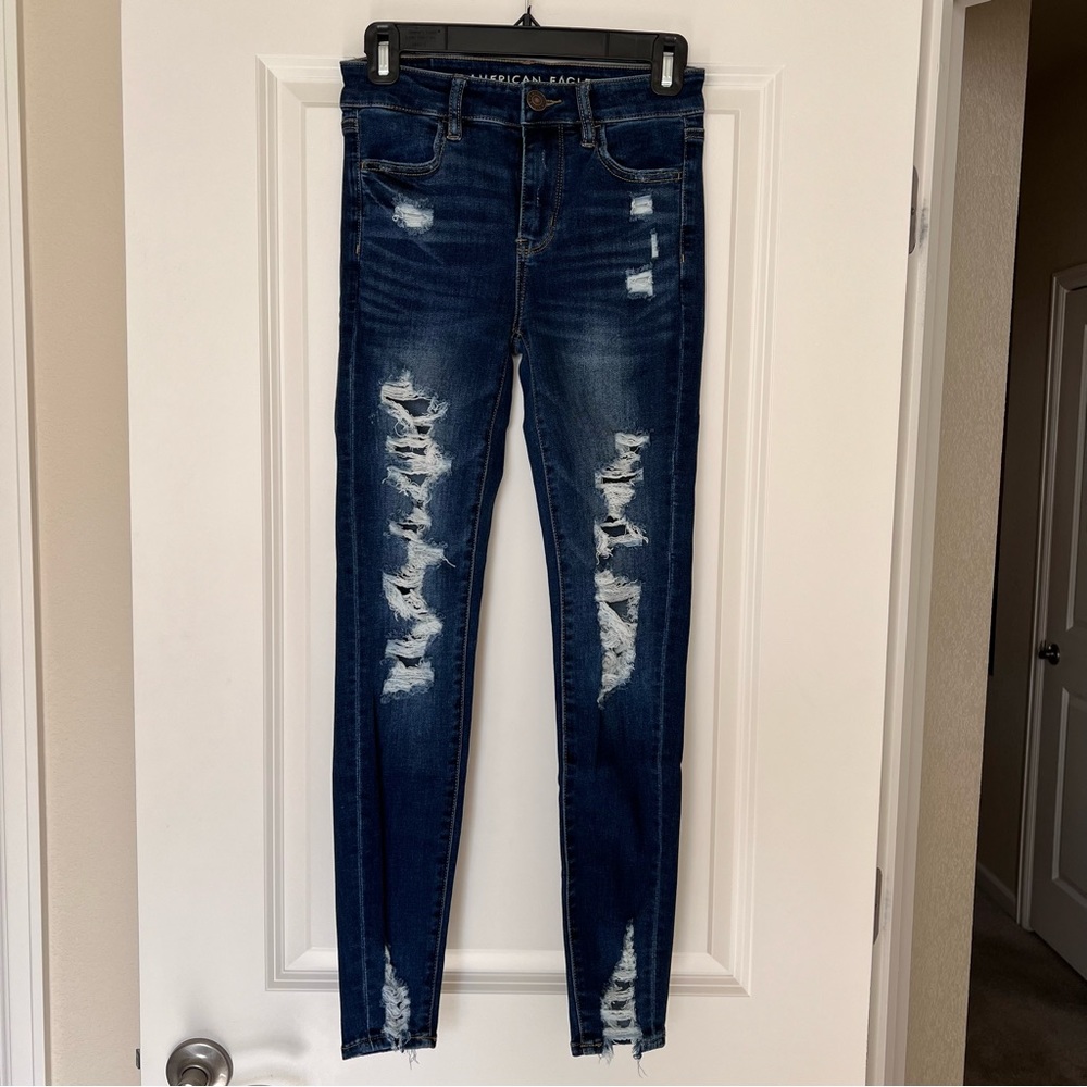 American Eagle sz 0 Reg hi-rise jogging NE(X)T level stretch blue jeans